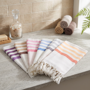 Toalla de Playa Ecológica de Algodón Turco a Rayas, Peshtemal de Secado Rápido, Teñida con Hilo, Rectangular, para Adultos, para Todas las Estaciones, Lavable a Máquina - Product Image 1