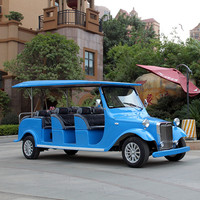 12-Sitzer Elektrisches Sightseeing-Auto Vintage Vierrad-Freizeitfahrzeug Himmelblau Touristenfahrzeug
