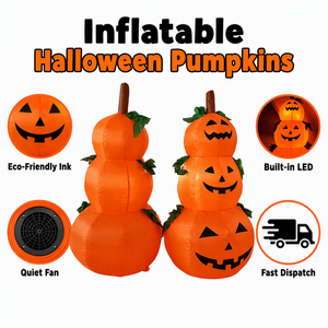3 citrouilles gonflables d'Halloween empilées de style classique, décoration gonflable <span class=keywords><strong>Jack</strong></span> O'Lantern résistante aux intempéries pour jardin et fêtes en extérieur - Product Image 5