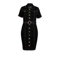 Dernière conception de robe bleue Jupes en jean longueur au genou pour filles pour femmes Jeans côtelés Robes longues à boutonnage multiple pour femmes