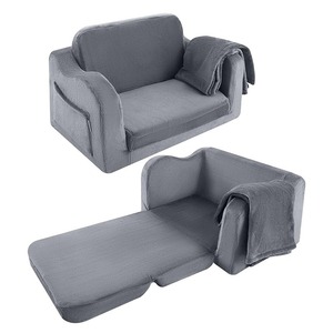 Childrens <b>Folding</b> Sofa <b>High</b> Density Foam Fabric Soft Seat With Arc Handle For 12 23 Month Baby Kids - Product Image 3