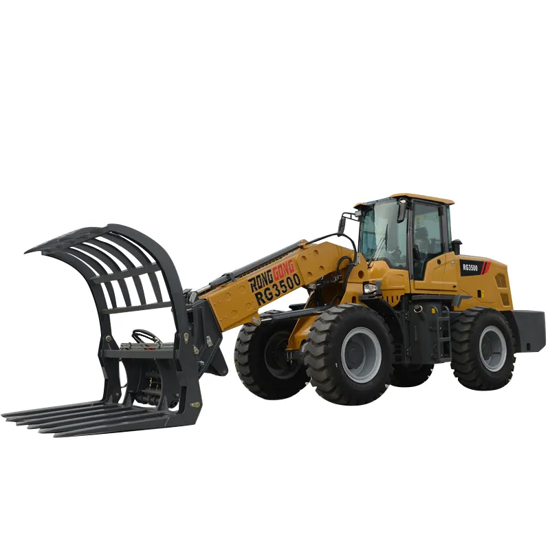 Ronggong 9.5 Ton Chinese New Double Rocker Arm /Telescopic Boom Wheel Loader For Pavement Construction