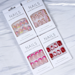 Nouveau lot de 24 faux ongles courts en ABS de style français, à presser, vente en gros, pour salon de manucure - Product Image 1
