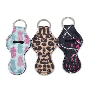 Estuche de neopreno para bálsamo labial con llavero, funda para lápiz labial, llavero metálico, cubierta suave, logotipo personalizado impreso - Product Image 1