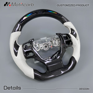 พวงมาลัยคาร์บอนไฟเบอร์ LED แบบกำหนดเองสำหรับรถยนต์ IS RC NX GS 250 300 300h 350 500 F Sport ปี 2013-2025 พร้อมหนังสีขาว - Product Image 3
