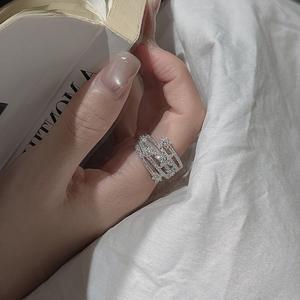 แหวนเงินแท้ S925 ดีไซน์เรียบหรู สไตล์ฝรั่งเศส วินเทจ ยุคกลาง ประดับเพชรซิคอน รูปดาวตก แหวนปรับขนาดได้ - Product Image 2