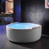 Baignoire autoportante en acrylique intelligente et sans soudure, avec éclairage d'ambiance en cascade en forme d'anneau, bain à remous circulaire et bain à bulles