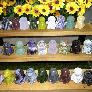 Kindfull 3cmクリスタル犬多素材手で刻まれた自然な癒しの石犬の彫刻瞑想のための犬の彫刻 - Product Image 3