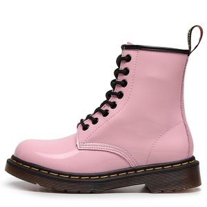 Mirror finish work boots - women's patent leather, English style pink short boots men's and women's genuine leather shoes - Product Image 2