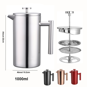 Stantuffo per caffè alimentare di vendita caldo pressa per caffè <span class=keywords><strong>francese</strong></span> <span class=keywords><strong>caffettiera</strong></span> a doppia parete in acciaio inossidabile French Press cafetiere - Product Image 3