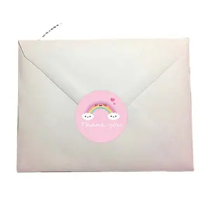 etiqueta de embalagem de caixa privada de grande venda, etiqueta de agradecimento, embalagem decorativa de envelope colorido em formato redondo