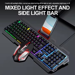 TF600 RGB LED rétro-éclairé <span class=keywords><strong>clavier</strong></span> de mécanicien de jeu 104 touches <span class=keywords><strong>avec</strong></span> ensemble de <span class=keywords><strong>souris</strong></span> USB filaire plaque métallique bureau pour les joueurs - Product Image 5