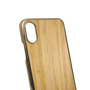 Accept carving logo high quality gold plated hard PC cover blank stick wood phone case