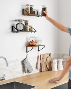 Estante flotante para dispositivos AV/proyector/cajas de cables/ENRUTADOR WiFi, Repisas de exhibición montadas en la pared para <span class=keywords><strong>plantas</strong></span> de almacenamiento, estante de pared de madera - Product Image 4