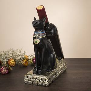 Statues en résine de dieux égyptiens Anubis et de la déesse <span class=keywords><strong>Bastet</strong></span>, figurines décoratives peintes à la main avec finition antique pour la maison, vente en gros - Product Image 3