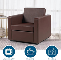 Fauteuil de salon en gros avec structure en bois massif, coussin en cuir PU, tissu imperméable, canapé individuel