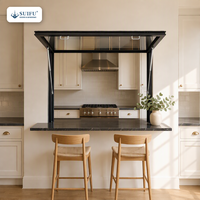 Jendela Serbaguna dari Aluminium Alloy dengan Gas Strut, Desain Lipat Naik, Kaca Tempered untuk Dapur, Kafe, Bar
