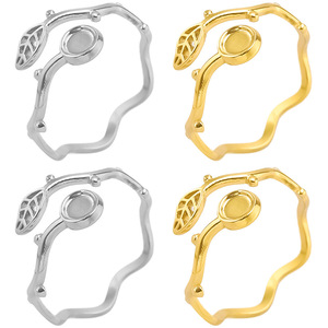 Bague en acier inoxydable 304 pour femmes, couleur or argent, ouverte et réglable, bijoux tendance - Product Image 1