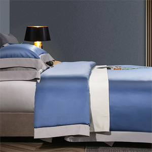 Royal Blue Solid Color Bedding Set 140 Count Cotton Simple Style Breathable <b>Double</b> <b>Bed</b> <b>Sheet</b> Pillowcase Duvet Cover Set - Product Image 1
