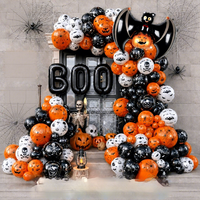 Décorations de fête sur le thème de la Sainte-Guerrière d'Halloween : Guirlande de fanions et ensemble de ballons en latex aux motifs fantôme, crâne, citrouille et chauve-souris