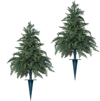 Yangrass Lot de 2 arbres topiaires artificiels en cyprès de 1,5 à 1,8 m, à piquer au sol, résistants aux UV, aspect réaliste, en plastique, pour l'extérieur, la maison et le porche avant