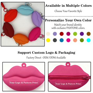 Lips Shaped Silicone Coin Purse Soft BPA Free Waterproof Durable <b>Mini</b> <b>Pouch</b> Custom Logo Printing Packaging for Gifts E Commerce - Product Image 2