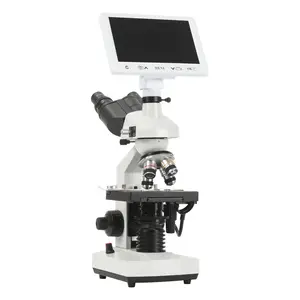 Mikroskop digital tiga mata, peralatan laboratorium mikroskop optik perbesaran 40X-1600X, laboratorium digital