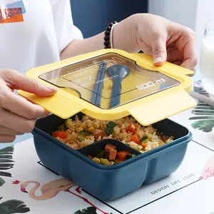 日本热微波炉便当塑料饭盒便当便携式儿童带盖塑料食品容器