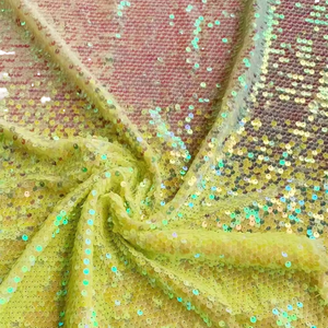 Customizable Multi-Color Gradient Iridescent Fish-Scale Woven Spandex Sequin Embroidered Plain Cotton Fabric for Girls Wedding - Product Image 1