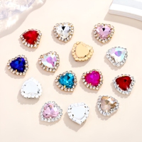 Luxe platte steentjes met hartvormige kristallen knoop, diamanten rand, grote sierlijke strass steentjes voor jurken, kleding en schoenen