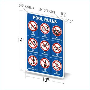 لافتة قواعد حمام سباحة عالية الجودة-ألومنيوم مطبوع أزرق متين مع زوايا دائرية لسلامة السباحة - Product Image 3