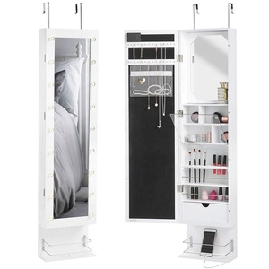 Full <strong>Mirror</strong> Hanging the Wall Storage Lockable White <strong>Jewellery</strong> <strong>Cabinet</strong> for Home - Product Image 1