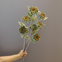 Tournesol artificiel brun d'automne, fait à la main, décoration de Noël, de remise de diplôme, de mariage