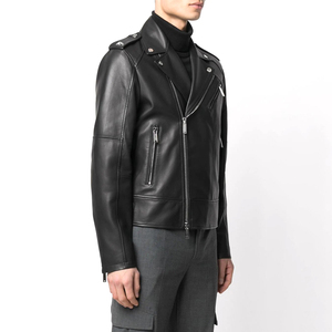 Veste en cuir noire sur mesure de haute qualité pour hommes, veste en cuir zippée tendance, style streetwear, inspiration vintage - Product Image 5