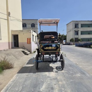 Best Selling Custom Black Electric Horse Carriage Rows Double Soft Canopy Retro Buggy For Theme Park Hotel Parade - Product Image 2