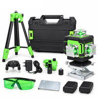 DERUIDA Outils à main multifonctionnels, Niveau laser rotatif vert 4D 16 lignes, Niveaux laser automatiques populaires avec trépied DIY pour une utilisation facile