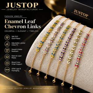 Bracelets personnalisés en gros, OEM, ODM, directement de l'usine, bracelet en émail, acier inoxydable 316L, plaqué or 18K PVD, bijoux - Product Image 1