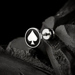 Orecchini a perno eleganti ed edgy a forma di <span class=keywords><strong>asso</strong></span> di picche, 16G 1.2mm, in acciaio inossidabile 316L, con smalto nero, unisex, gioielli per piercing Helix in stile gotico punk - Product Image 4