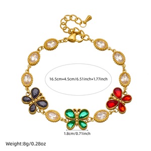 European American Fashion Butterfly Bracelet Gold Plated Zinc Alloy Bezel Setting Party Jewelry - Product Image 3
