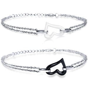 Heart-Shaped Ceramic Stainless Steel <b>Couple</b> <b>Bracelet</b> 16Mm For Women Gift Jewelry - Product Image 1