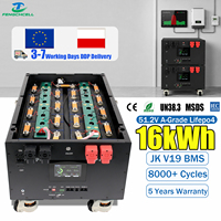 Batería de Litio Solar JK V19 BMS de 48V 314Ah con Ruedas, Nuevo Diseño en Stock en la UE, Paquete de Baterías de 16kwh para Almacenamiento de Energía Solar, Batería LiFePO4 de 51.2V