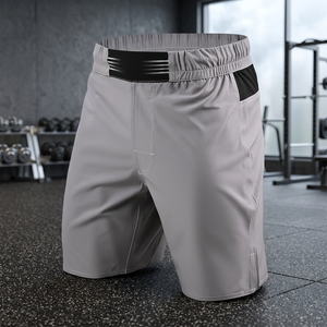 Shorts de karaté gris pour hommes, vêtements de sport en polyester respirant et absorbant l'humidité, coupe régulière, taille adulte - Product Image 2