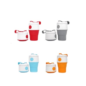 350ml Silicone Foldable Personalize Reusable <strong>Collapsible</strong> Travel Coffee Water <strong>Cup</strong> Folding Outdoor Camping Travel Mug with Lid - Product Image 6