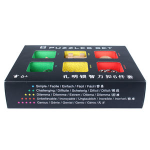 Jeu de réflexion, casse-tête en bois Luban Lock pour enfants, 6 pièces/ensemble, casse-tête en bois et en métal LuBan Lock <span class=keywords><strong>Kongming</strong></span>, test de QI, casse-tête - Product Image 5