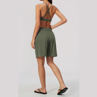 GH Factory – Nouveau haut de sport respirant à col en V et bretelles spaghetti pour femme, taille haute, effet froncé aux fesses, idéal pour le fitness, la gym et le yoga
