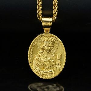 Collier pendentif religieux de luxe en acier inoxydable fin, couleur or 14 carats, non ternissant, pour homme et femme - Product Image 3