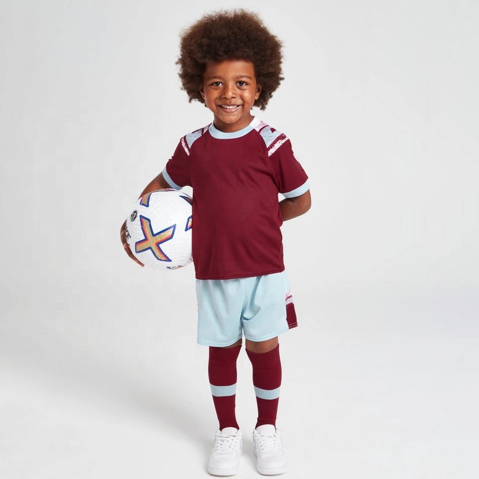 Модный высококачественный красный Повседневный стильный Гладкий полиэстер рубашка с круглым вырезом Детский спортивный костюм