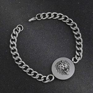 Accesorios de Joyería Hip Hop Punk, Cadena de Acero Inoxidable con Diseño de Cabeza de León, Chapado en Plata, Pulseras de Moda para Hombre - Product Image 3