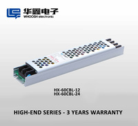 Fuente de Alimentación LED WHOOSH HX-60CBL-24 AC 220V 60W Ultra Delgada DC 24V 2.5A, Transformador con 3 Años de Garantía para Tiras de Luz LED