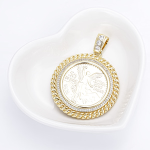 CM <span class=keywords><strong>YIM</strong></span> ขายส่งเครื่องประดับแฟชั่น จี้ทองชุบ 14k ประดับเพชรซิร์คอน สไตล์ฮิปฮอป จี้เหรียญเม็กซิโกเซนเทนนารี 1947 50 เปโซ สัญลักษณ์แห่งอายุยืน - Product Image 5